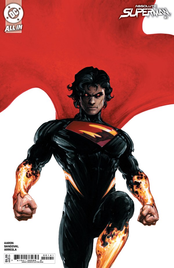 Absolute Superman #1 variant cover illustrated by Clayton Crain